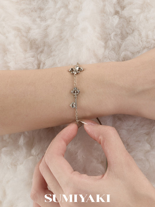 SUMIYAKI Love Lock Collection Pearl Bracelet – Adjustable Slider Bracelet, Elegant Romantic Jewelry