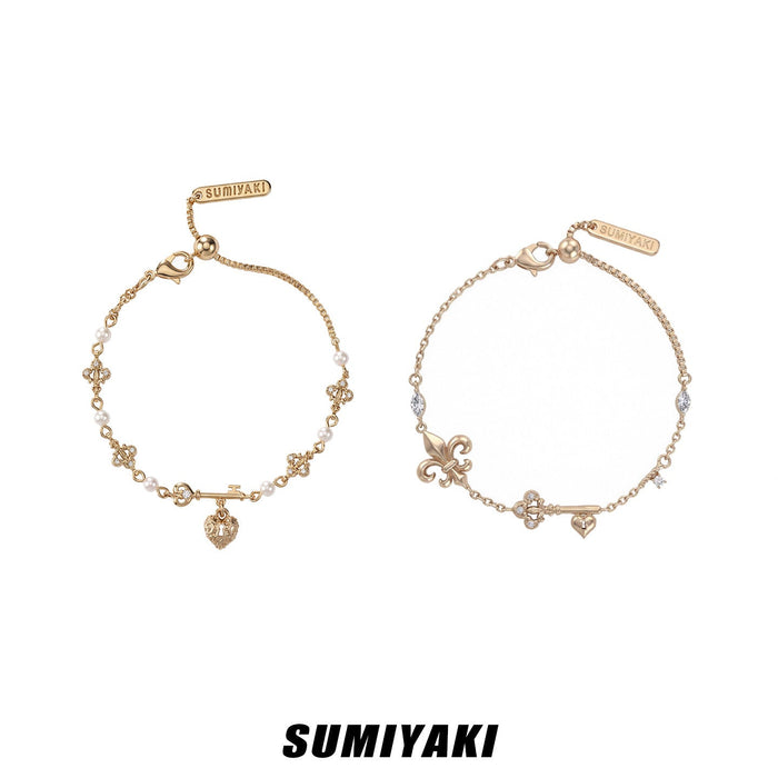 SUMIYAKI Love Lock Collection Pearl Bracelet – Adjustable Slider Bracelet, Elegant Romantic Jewelry