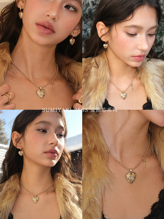 SUMIYAKI Love Lock Collection Heart Necklace – Vintage Embossed Heart Pendant, Romantic Minimalist Jewelry