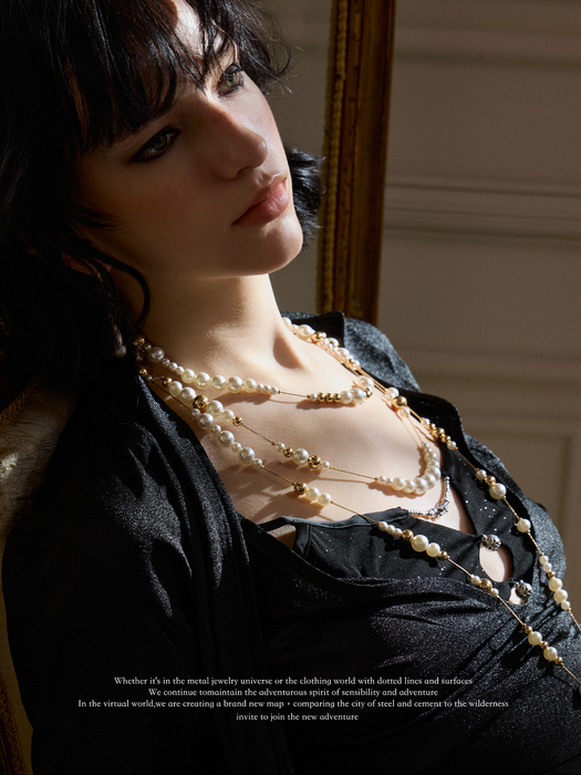 SUMIYAKI Love Lock Collection Necklace – Vintage Key Pendant, Teardrop Pearl Layered Long Necklace, Romantic Statement Jewelry