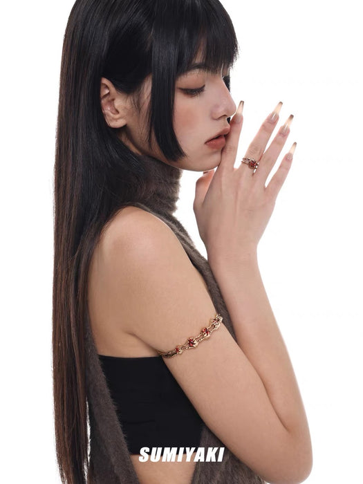 SUMIYAKI Sand Dunes Series Ankora Red Arm Cuff - Sleek and Trendy Accessory for Fall/Winter Outfits ARMBAND