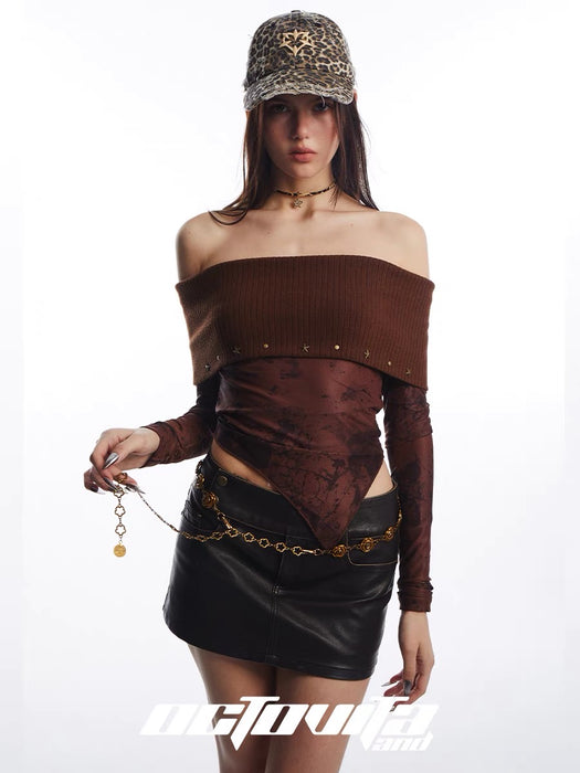 OCTOVITA Melard Collection Original Design Waist Chain - Floral Hollowed Vintage Copper Statement Belt