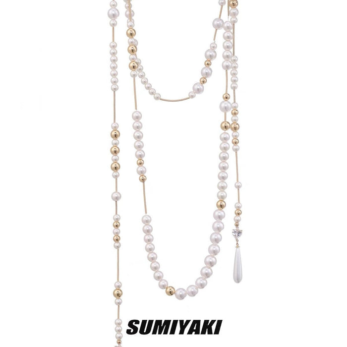 SUMIYAKI Pearl Wrap Necklace – Adjustable Broken Pearl Statement Piece