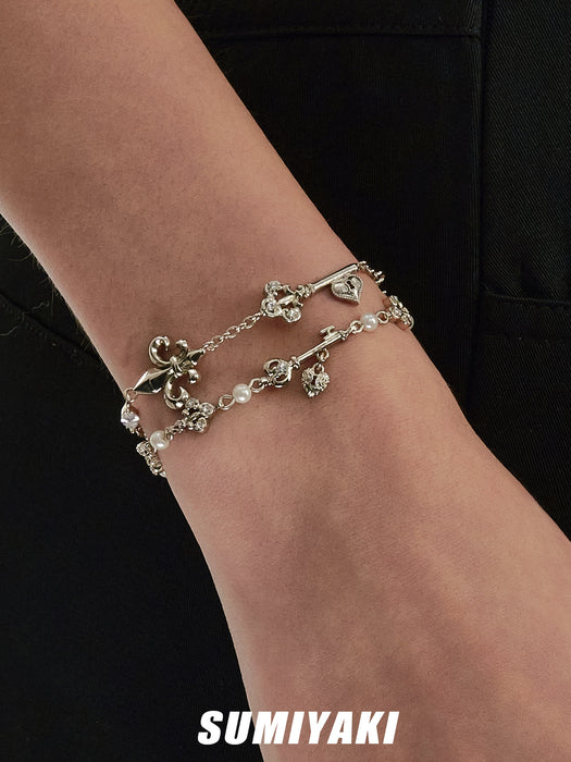 SUMIYAKI Love Lock Collection Pearl Bracelet – Adjustable Slider Bracelet, Elegant Romantic Jewelry