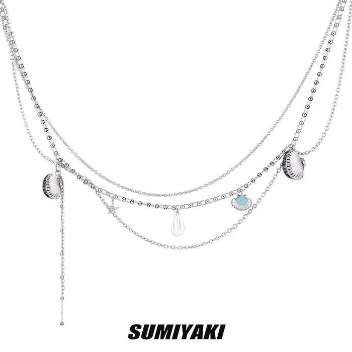 SUMIYAKI Shell Series Silver-Plated Pendant Waist Chain - Versatile Double-Layer Chain Design, Multi-Use Bag Accessory, Fashionable and Chic