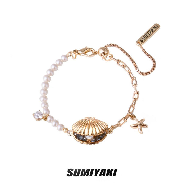 SUMIYAKI Ocean Bracelet - Gold Shell Luxe Design, Pearl Patchwork, Unique and Fashionable Jewelry with a Vacation Vibe