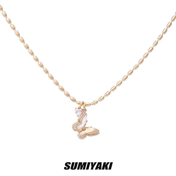 SUMIYAKI Gold White Mother-of-Pearl Butterfly Necklace - Original Style, Perfect Luxe Gift