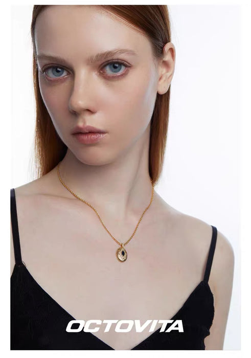 OCTOVITA Romantic Rome Collection Necklace - Original French-Inspired 18K Gold Heart Pendant, Luxe Minimalist Collar Chain