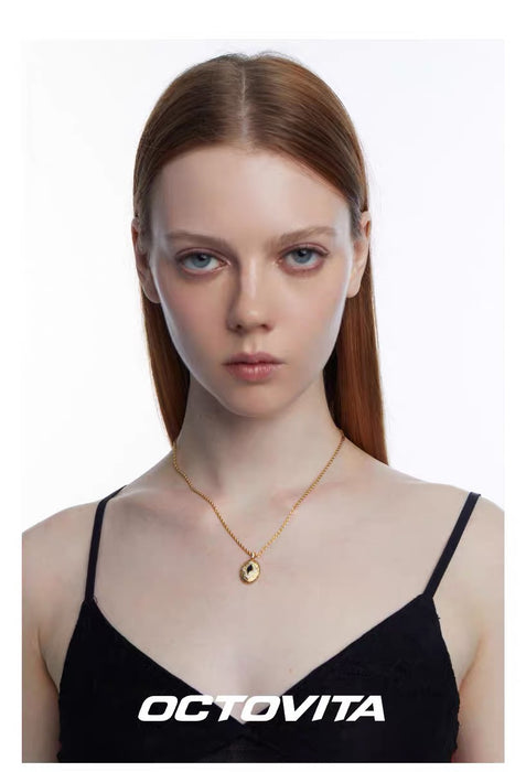 OCTOVITA Romantic Rome Collection Necklace - Original French-Inspired 18K Gold Heart Pendant, Luxe Minimalist Collar Chain