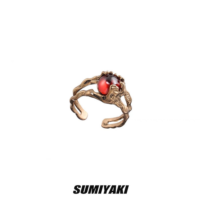 SUMIYAKI Sand Dunes Open Ring - Luxurious Bronze with Ankora Red for a Unique, High-End Statement