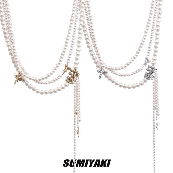 SUMIYAKI Vintage American Milad Pearl Multi-Layer Necklace - Unique and Chic Design, Luxe Pendant, Fashionable Women’s Accessory, Combining Elegance and Distinction