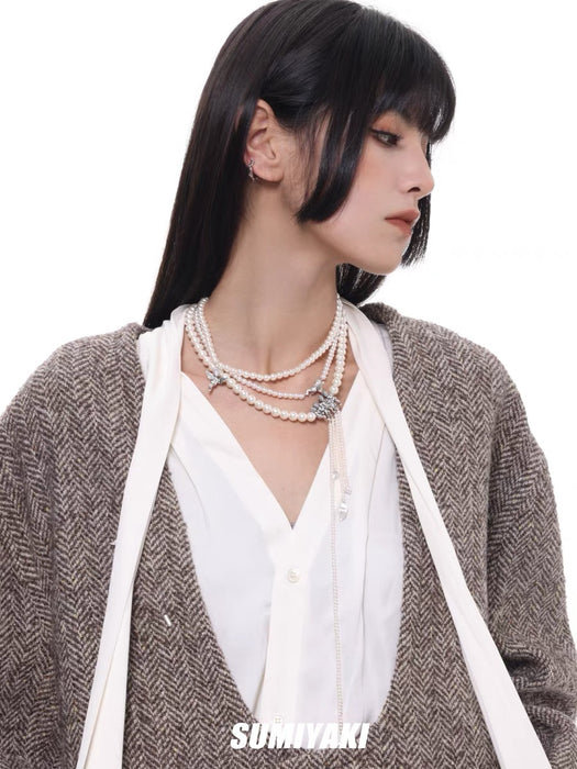 SUMIYAKI Vintage American Milad Pearl Multi-Layer Necklace - Unique and Chic Design, Luxe Pendant, Fashionable Women’s Accessory, Combining Elegance and Distinction