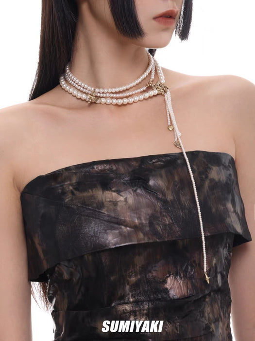 SUMIYAKI Vintage American Milad Pearl Multi-Layer Necklace - Unique and Chic Design, Luxe Pendant, Fashionable Women’s Accessory, Combining Elegance and Distinction