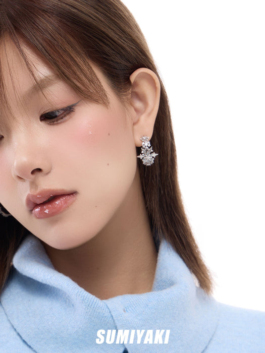 SUMIYAKI Original Snowflake Hoop Earrings – S925 Sterling Silver, Hypoallergenic, Dainty & Elegant Designer Jewelry for Women