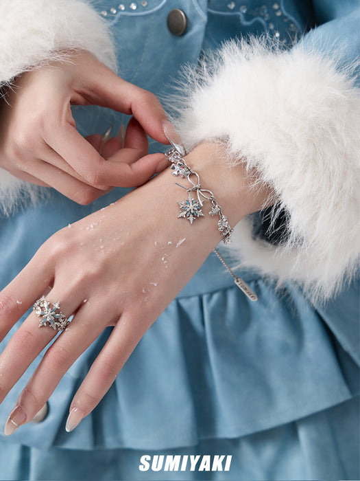 SUMIYAKI Spinning Snowflake Bracelet – Dainty Rotatable Flower Design, Sparkling & Unique Gift for Her