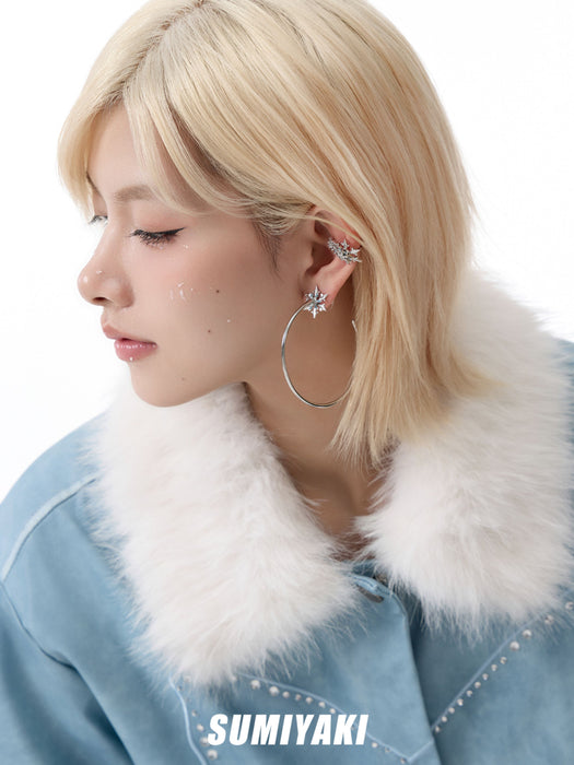 SUMIYAKI Statement Snowflake Hoop Earrings – Trendy, Bold & Sparkling Winter Fashion Accessory