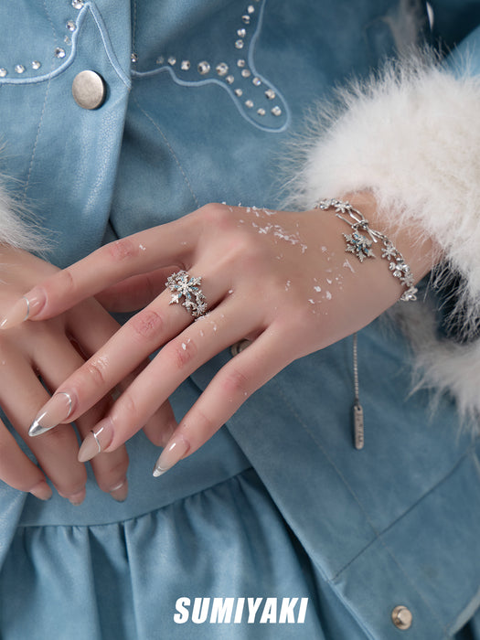 SUMIYAKI Spinning Snowflake Bracelet – Dainty Rotatable Flower Design, Sparkling & Unique Gift for Her