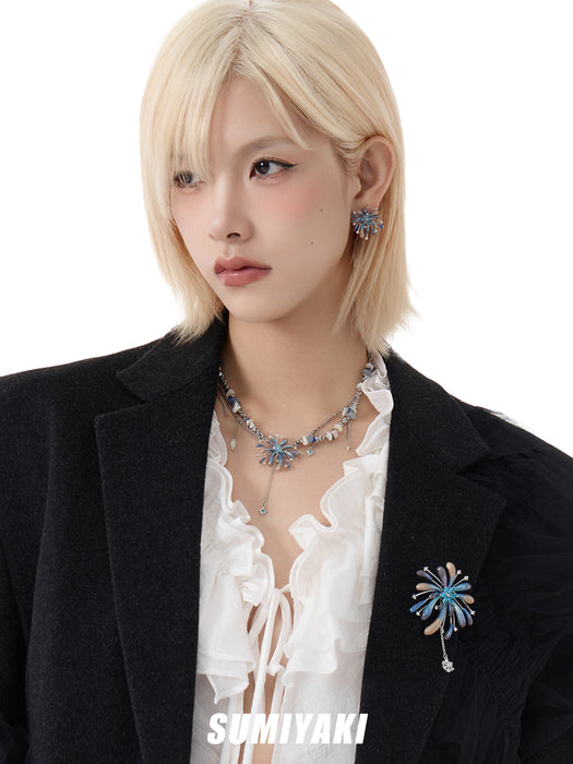 SUMIYAKI Handmade Gradient Firework Double-Layer Beaded Tassel Necklace – Sparkling, Dainty & Festive Statement Jewelry