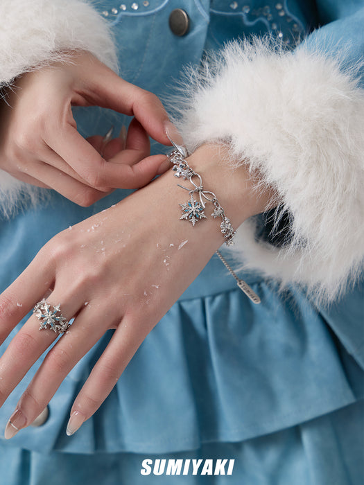 SUMIYAKI Spinning Snowflake Bracelet – Dainty Rotatable Flower Design, Sparkling & Unique Gift for Her