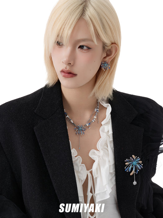 SUMIYAKI Handmade Gradient Firework Double-Layer Beaded Tassel Necklace – Sparkling, Dainty & Festive Statement Jewelry