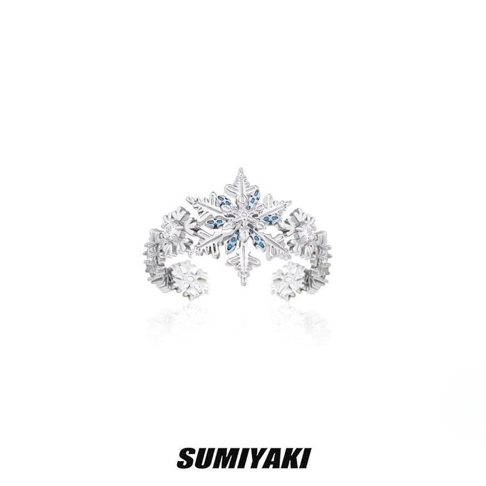 SUMIYAKI Lucky Spinning Snowflake Layered Ring – Adjustable, Sparkling & Festive Statement Jewelry