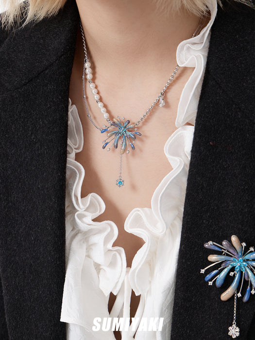 SUMIYAKI Starlight Fireworks Series – Handmade Gradient Firework Pearl Tassel Necklace, Festive & Elegant New Year Jewelry