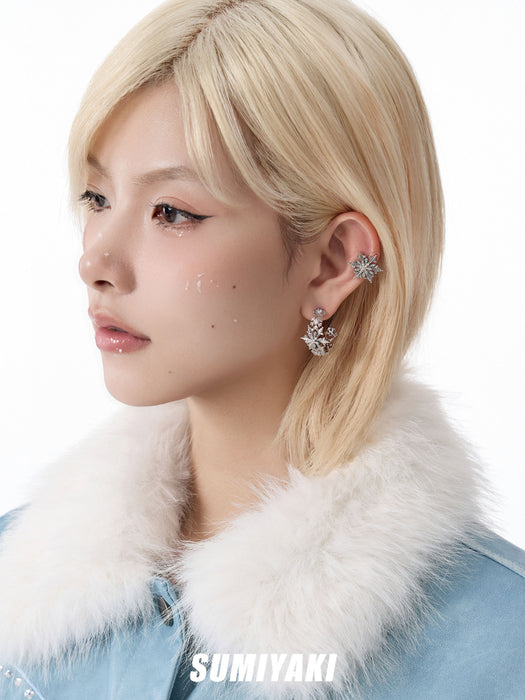 SUMIYAKI Original Snowflake Hoop Earrings – S925 Sterling Silver, Hypoallergenic, Dainty & Elegant Designer Jewelry for Women