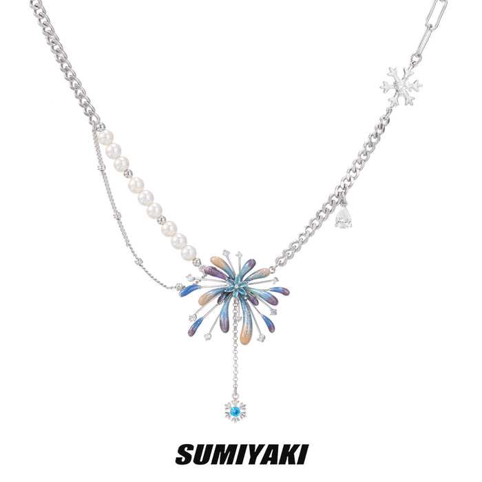 SUMIYAKI Starlight Fireworks Series – Handmade Gradient Firework Pearl Tassel Necklace, Festive & Elegant New Year Jewelry