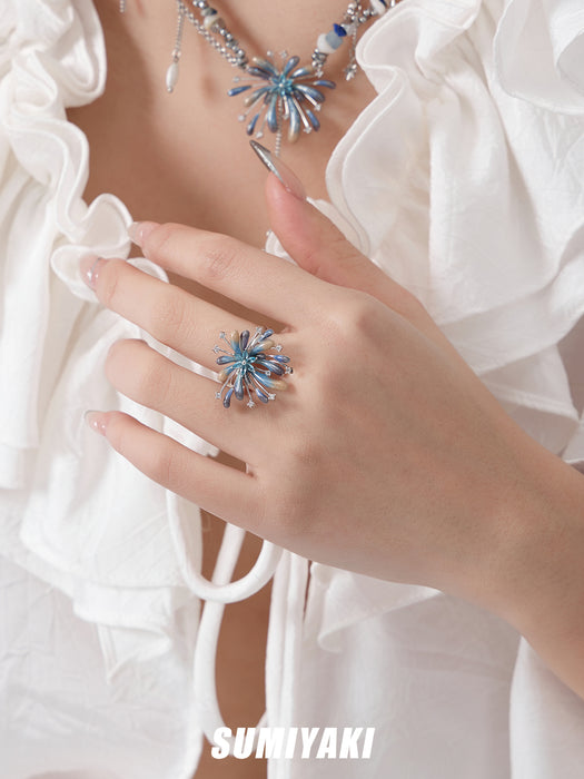 SUMIYAKI Starlight Fireworks Series – Gradient Firework Adjustable Open Ring, Dainty & Sparkling Statement Jewelry