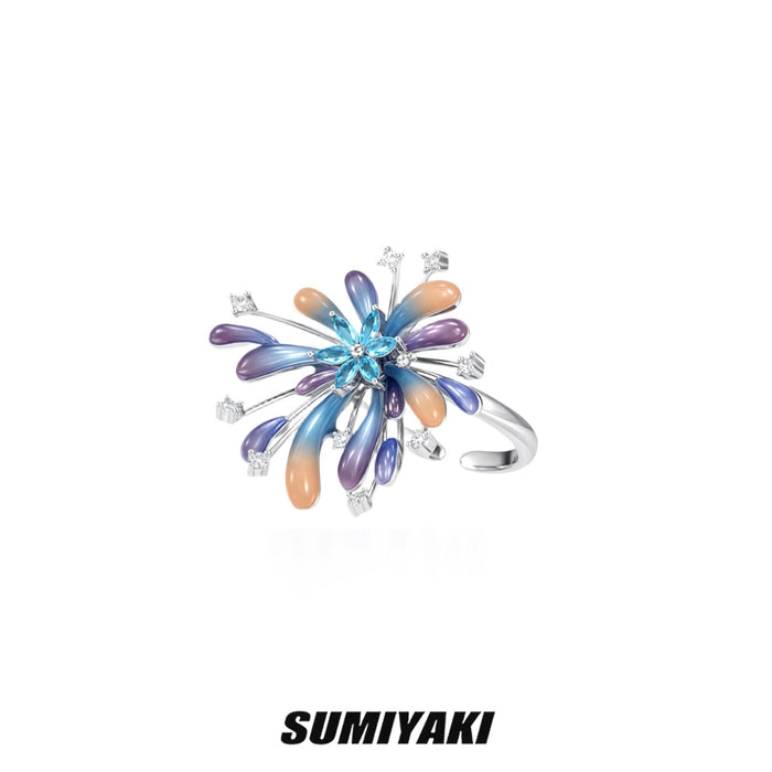 SUMIYAKI Starlight Fireworks Series – Gradient Firework Adjustable Open Ring, Dainty & Sparkling Statement Jewelry