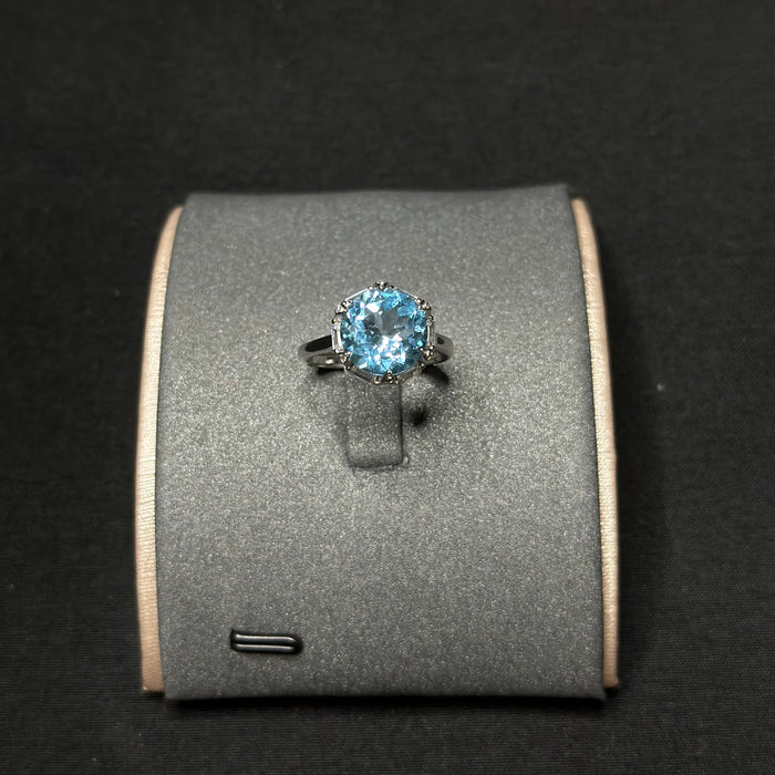 Natural blue topaz ring