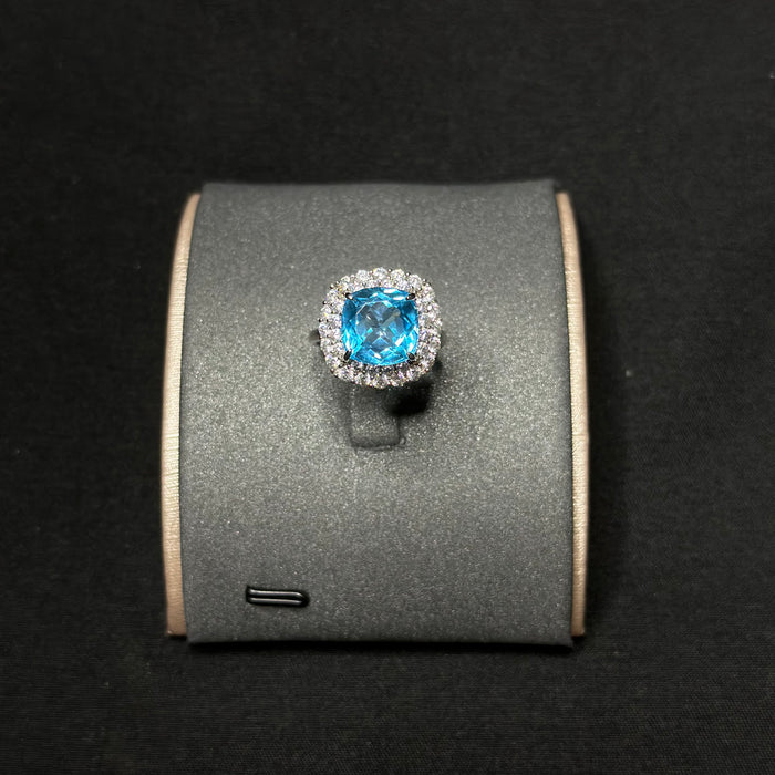 Natural Swiss blue topaz ring