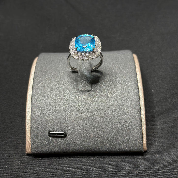 Natural Swiss blue topaz ring