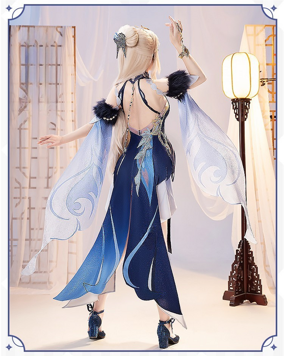 Genshin Impact NingGuang Orchid's Evening Gown Cosplay Costume/Wig