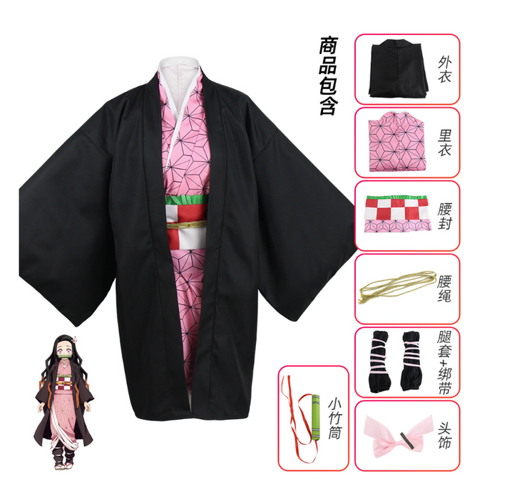 Demon Slayer: Kimetsu no Yaiba Nezuko Kamado Cosplay Costume/Wig