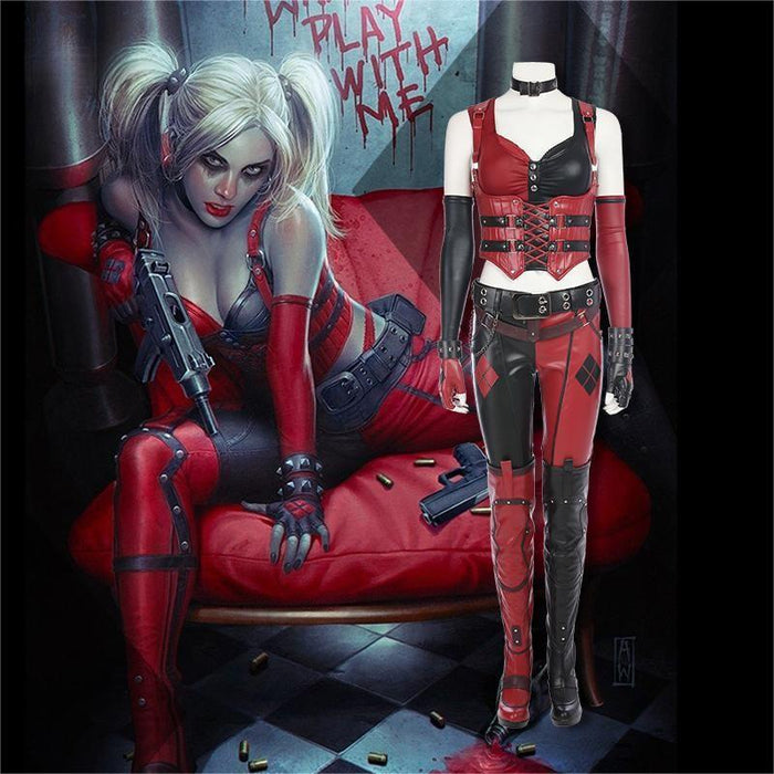 Detective Comics Arkham City Harley Quinn Cosplay Costume/Shoes