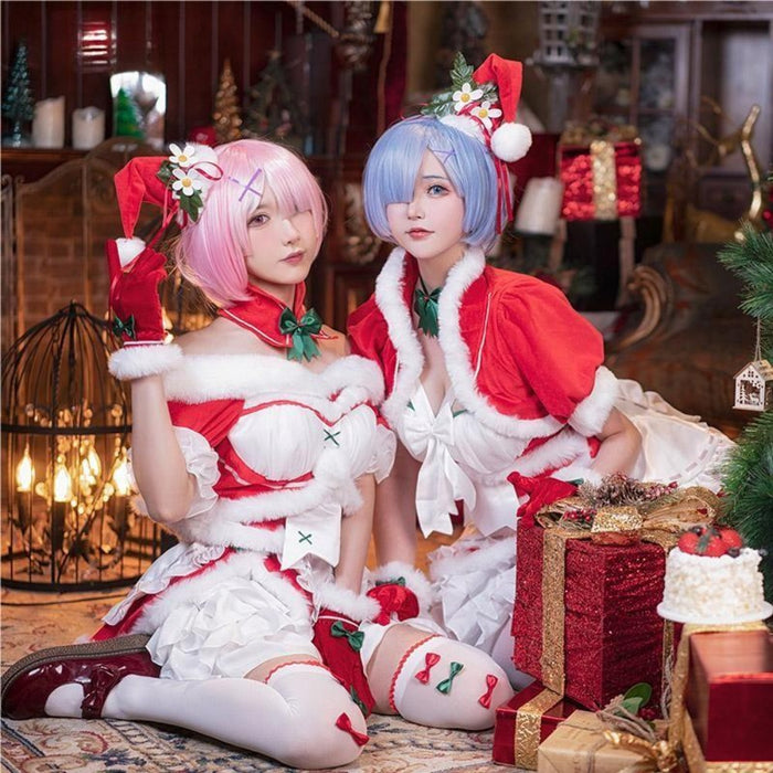 Re:Zero Starting Life in Another World Ram Rem Cosplay Costume（Chirsmas）