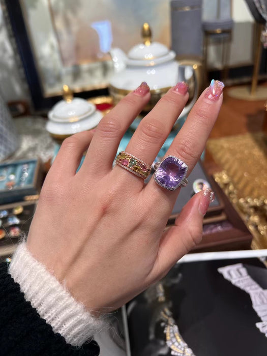 Natural crystal ring