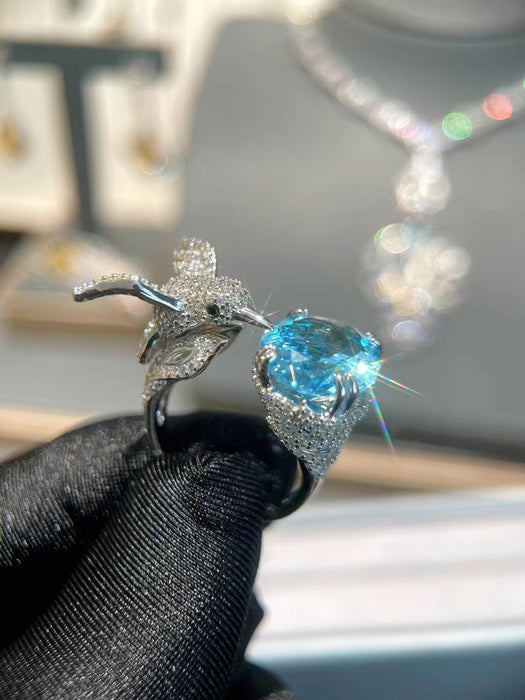 Natural crystal bird ring series