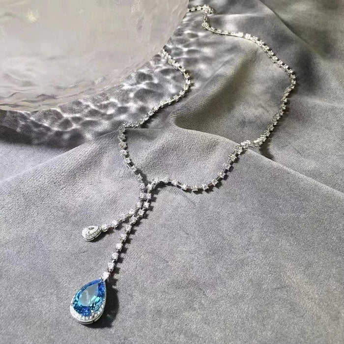 Natural Swiss blue Topaz necklace