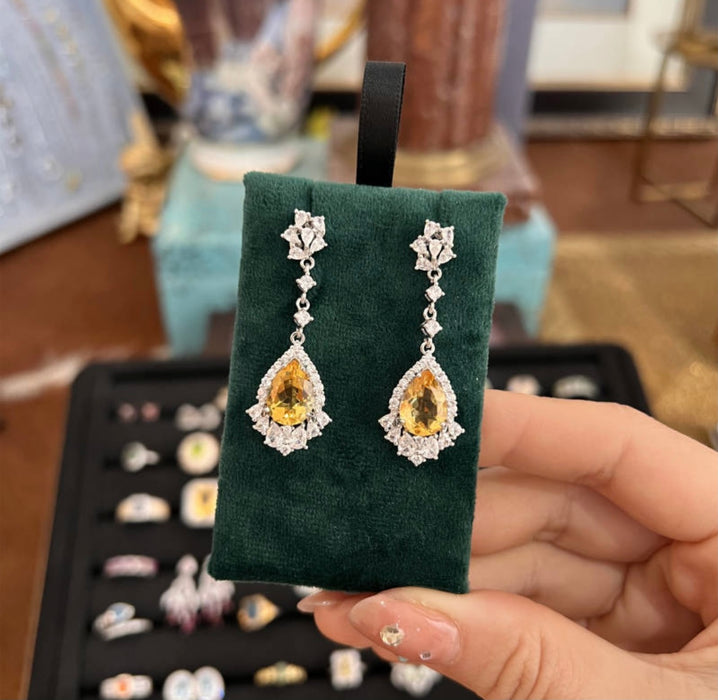 Natural yellow crystal earrings