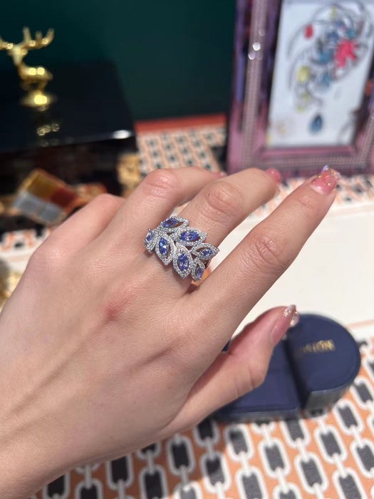 Natural light blue Tanzanite ring series