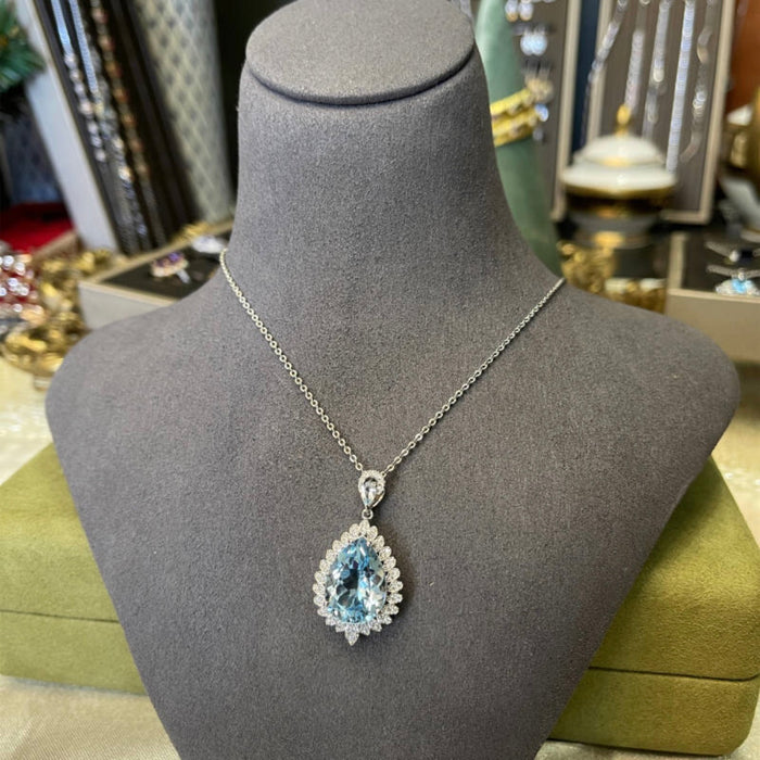 Natural blue Topaz necklace/ring