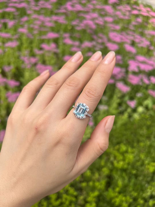 Natural blue topaz ring