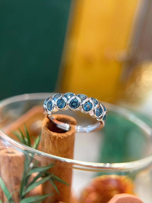 Natural blue Topaz band ring