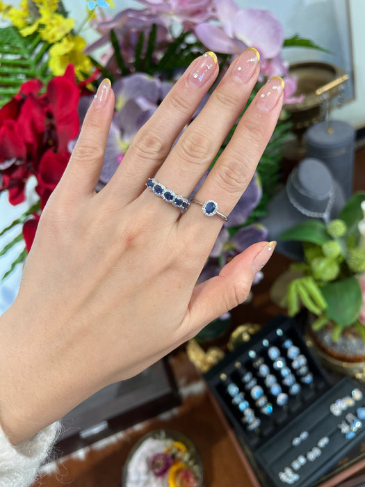 Natural half eternity sapphire band ring