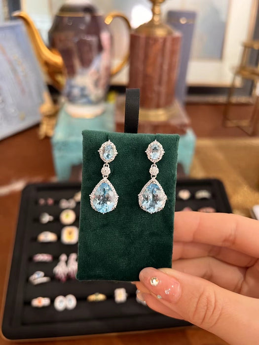 Natural blue Topaz earrings