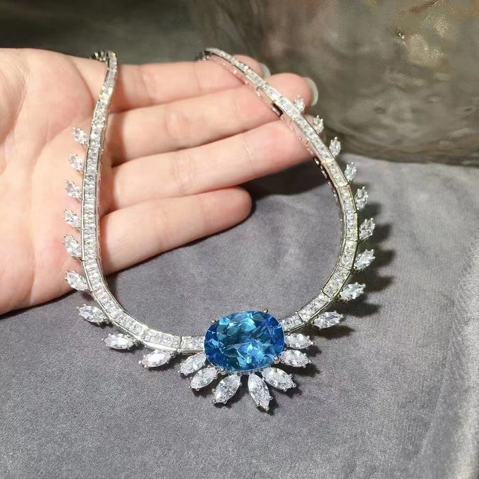 Natural Swiss blue Topaz necklace