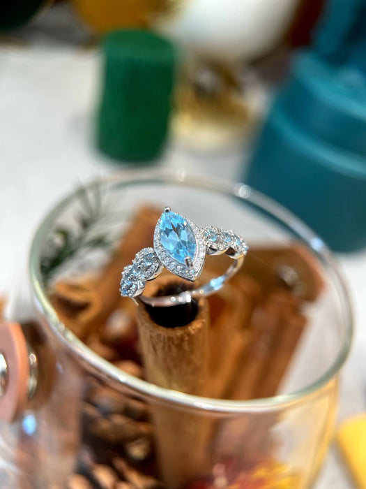 Natural blue Topaz ring