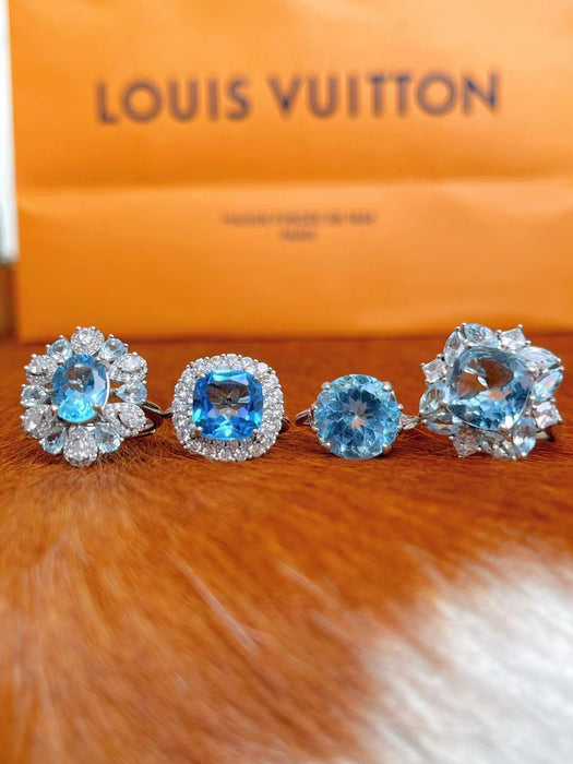 Natural blue topaz ring